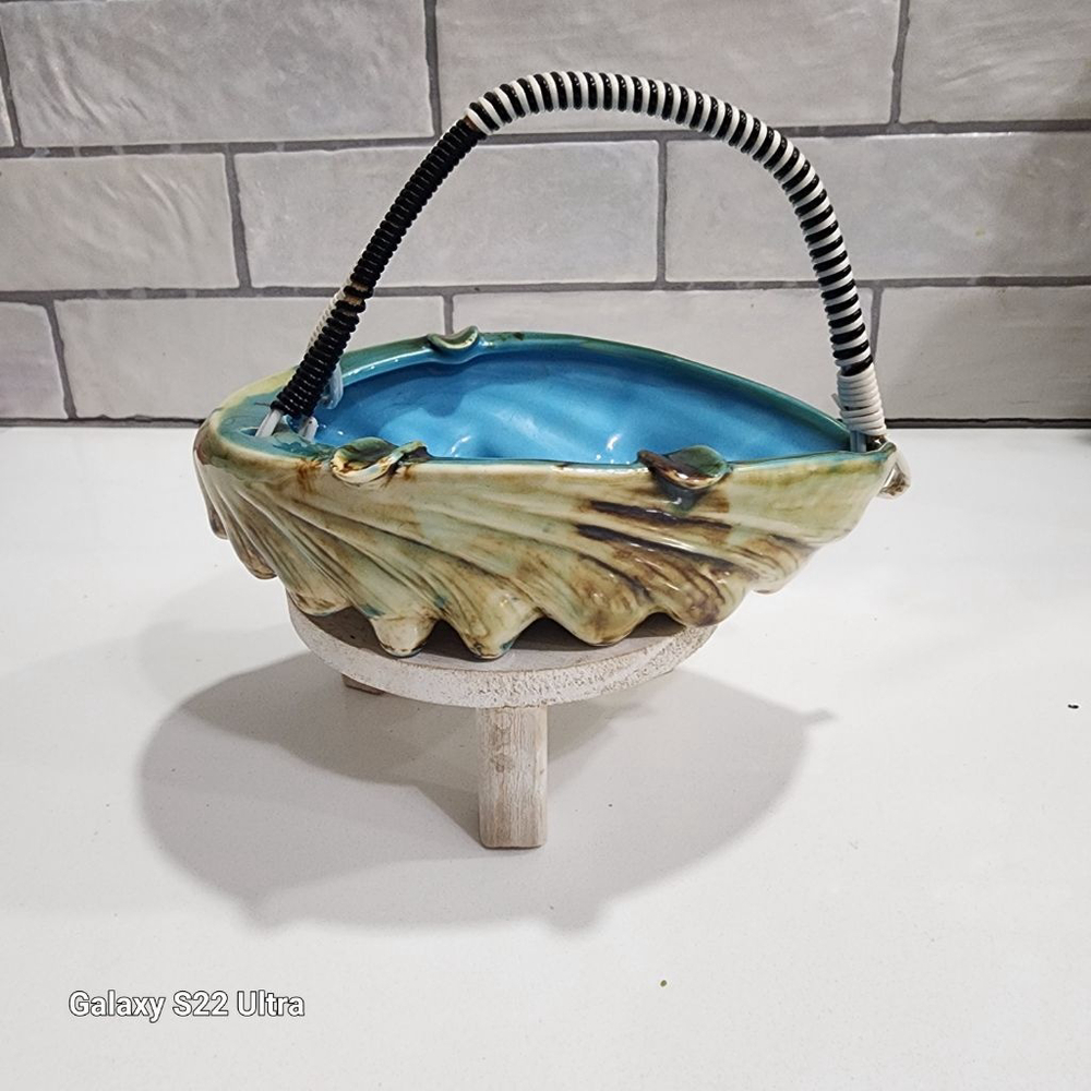 Vintage JAPAN Ashtray Basket, Glazed Ceremic